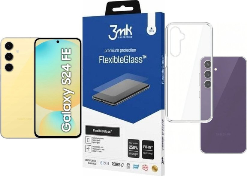 Samsung Galaxy S24 FE 5G 8/128GB Żółty (SM-S721BZYDEUE) + FlexibleGlass + Etui Clear Case