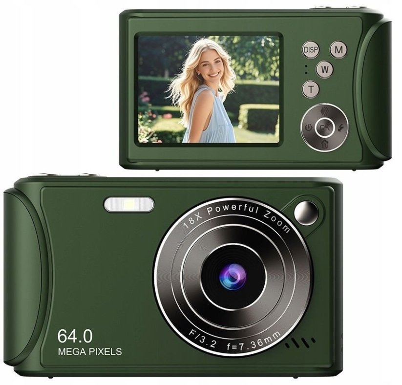 Xrec Aparat Cyfrowy Zdjęcia 64mp Filmy 4k / 30fps 18x Zoom Antishake / Xrec Q18 / Zielony