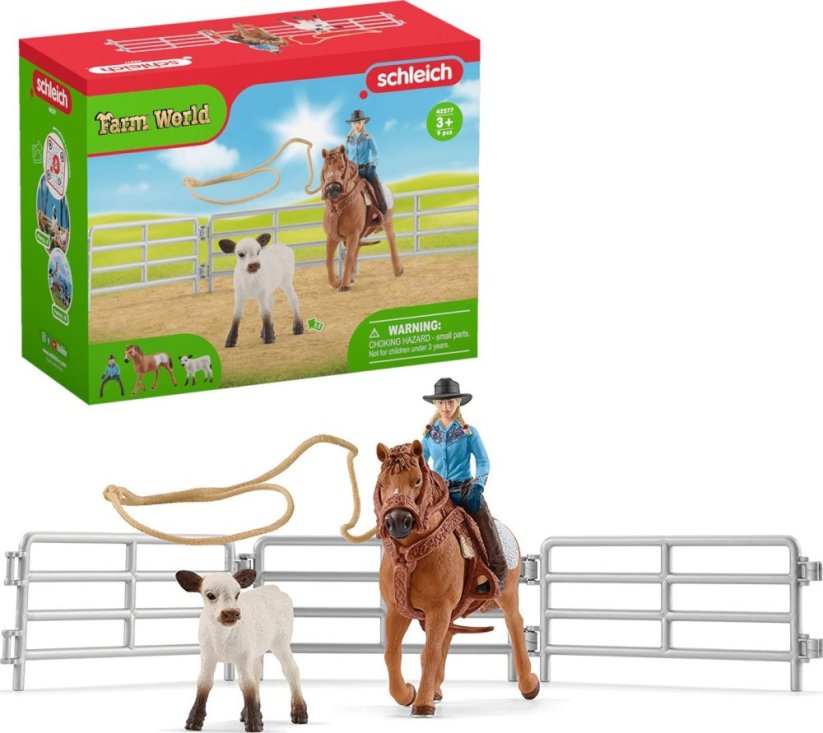 Schleich Schleich Farm World Team Roping with Cowgirl, play figure