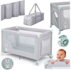 Ricokids Postieľka Turistické 125 x 65 x 78 cm sivo-mätové (RK-240)