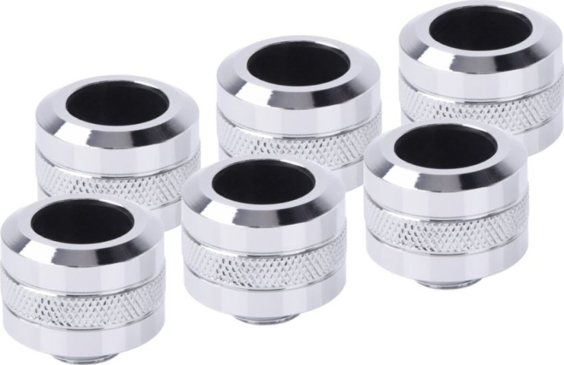 Alphacool Alphacool Eiszapfen Pro Anschluss 16mm Hardtube Fitting G1/4, 6-Pack - chróme