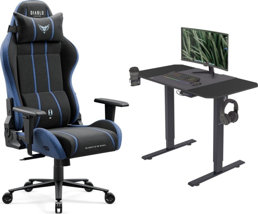 Diablo Chairs X-One 2.0 Normal Size Night Blue + EGON 1100 Czarne 110 cmx60 cm