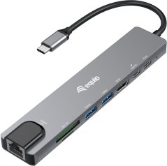 Equip Equip Adapter USB-C -> HDMI.GbE.3xUSB3.2 Gen1.SD/TF.PD 100W
