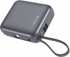 Swissten Swissten SPACE Power Bank Universal External Battery Built-in USB-C Cable 35W / 10000 mAh Silver