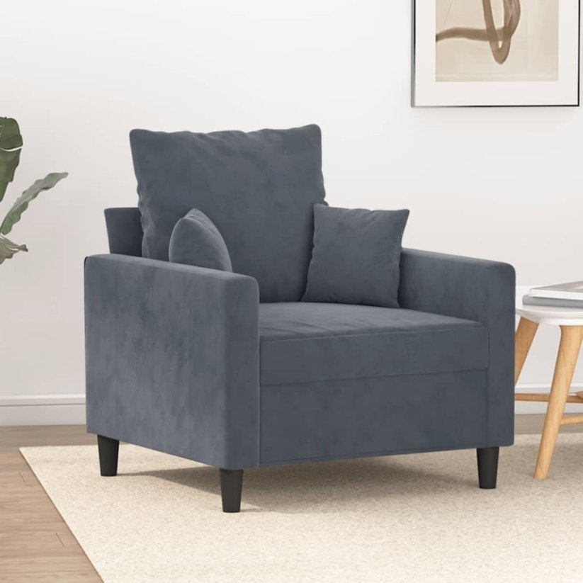 vidaXL vidaXL Fotel, tmavoSivý, 60 cm, obity aksamitem