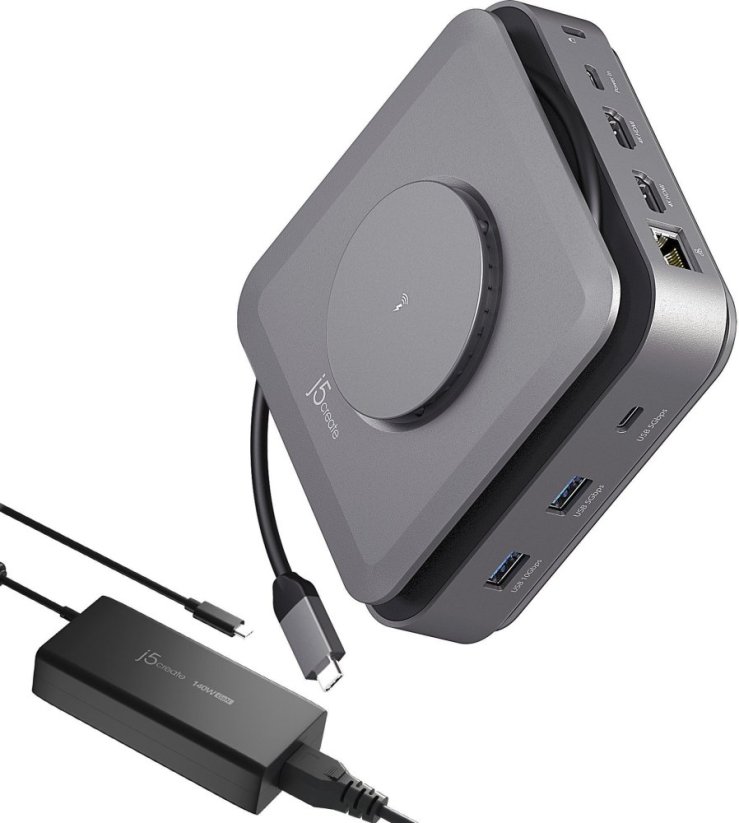 j5create j5create JCD3199P-FN stacja dokująca Przewodowa USB 3.2 Gen 2 (3.1 Gen 2) Type-C Sivý