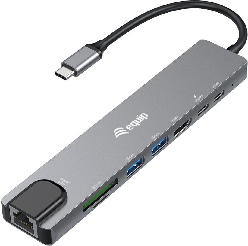 Equip Equip Adapter USB-C -> HDMI.GbE.3xUSB3.2 Gen1.SD/TF.PD 100W