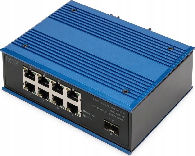 Digitus DIGITUS Switch Ind. 8-Port Gigabit Unmanaged blau