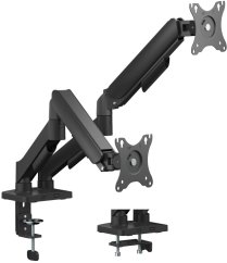 Deltaco Stojak na dwa monitory biurkowy, mechaniczny sprężynowy, 17-32"; max 18 kg / ARM-1300-B / 1903416