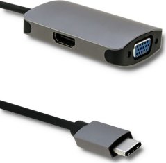 Qoltec USB-C - HDMI - VGA Sivý  (50380)