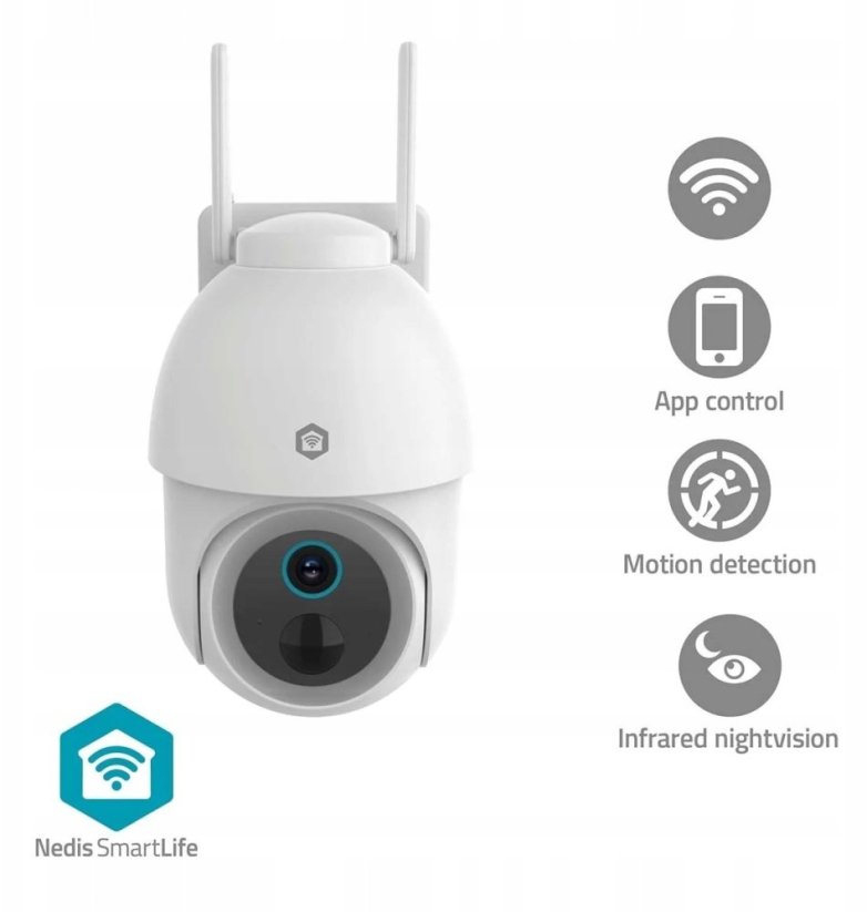 Nedis SmartLife kamera zewnętrzne | Spotlight | 3MP Full HD 1296p | Pan tilt | IP65