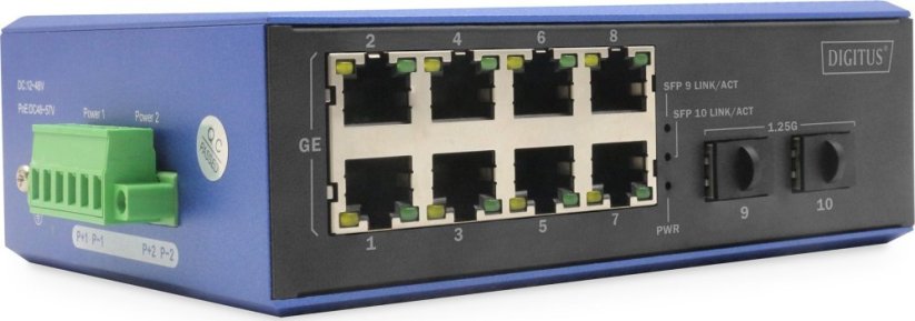 Digitus DIGITUS Industrial 8+2 -Port Gigabit Ethernet Switch 8 Port GE RJ 54 2 GE SFP Port