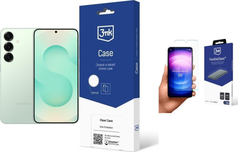 Samsung Galaxy S25 5G 12/256GB Miętowy (SM-S931BLG) + FlexibleGlass + Etui Clear Case