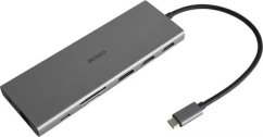 Deltaco 12-in-1 USB-C jungčių stotelė DELTACO, Triple display, 4K UHD 60 Hz, PD 85 W, silver / USBC-HDMI27 / 1902422