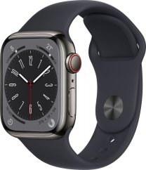 Apple Watch 8 GPS + Cellular 41mm Midnight Stainless Steel Sport Modrý  (MNJJ3FD/A)