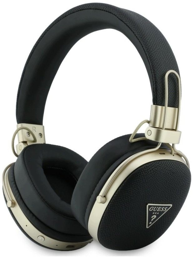 Guess Nauszne Bluetooth ENC Metal Grained Triangle Logo Čierny