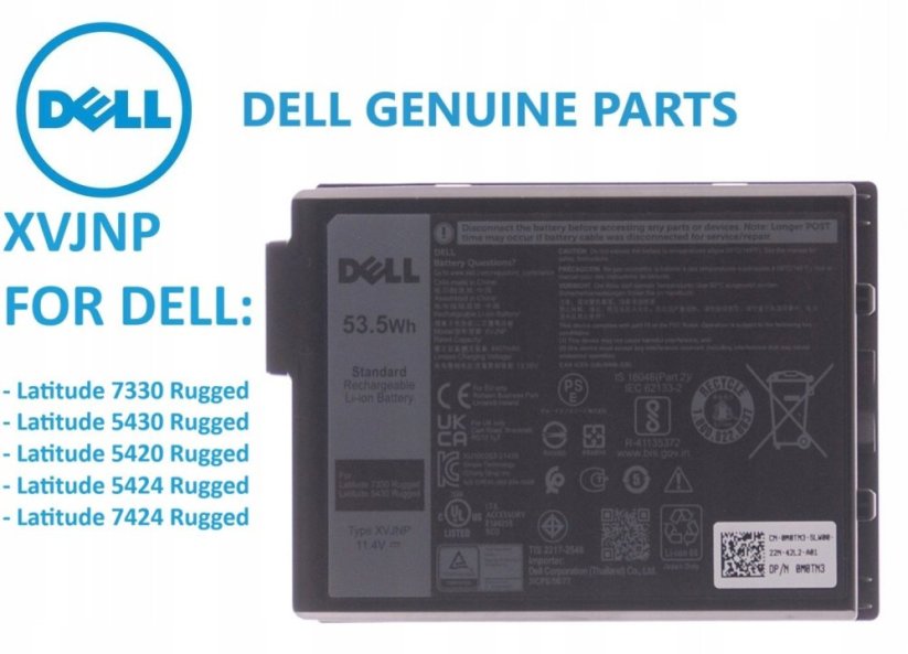 Dell 53.5Wh 3-cell Lithium-Ion battery for rokovitude Notebooks