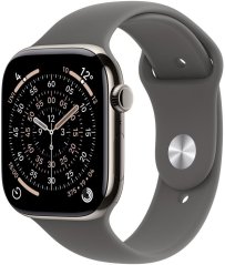 Apple Watch 11 GPS + Cellular 42mm Natural Titanium Sport Band S/M Grafitový (MF8M4WF/A)