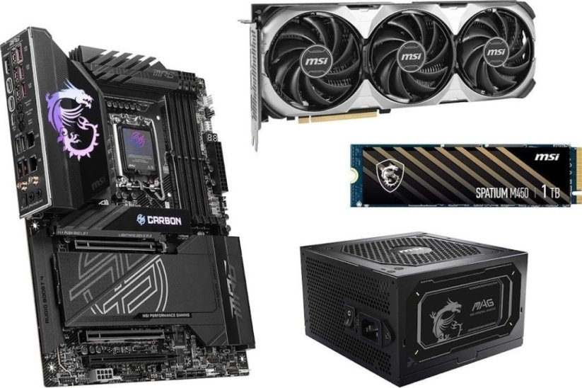 MSI GeForce RTX 4070 Ventus 3X E1 OC + Z890 CARBON WIFI  + MAG A850GL  zdroj + ZDARMA Spatium M450