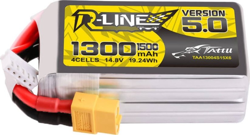 Tattu akumulátor Tattu R-Line Version 5.0 1300mAh 14.8V 150C 4S1P Lipo z konektorem XT60 Plug