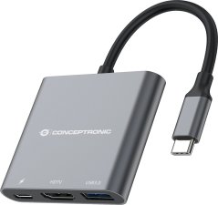 Conceptronic Adapter USB-C -> HDMI,2xUSB3.0,PD,SD   0.15m