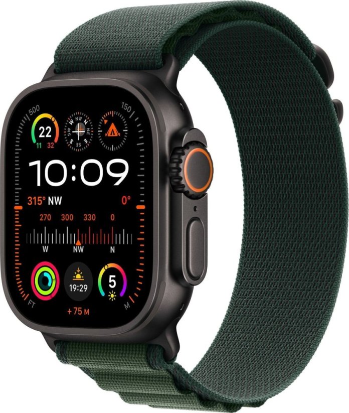 Apple Watch Ultra 2 GPS + Cellular 49mm Black Titanium Case Alpine Loop Small zelený(MX4Q3)