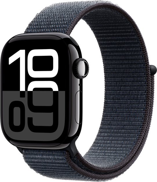Apple Watch Series 10 GPS + Cellular 46mm klavírno čierny hliník - atramentovo fialový  športový remienok (MWY53QC/A)