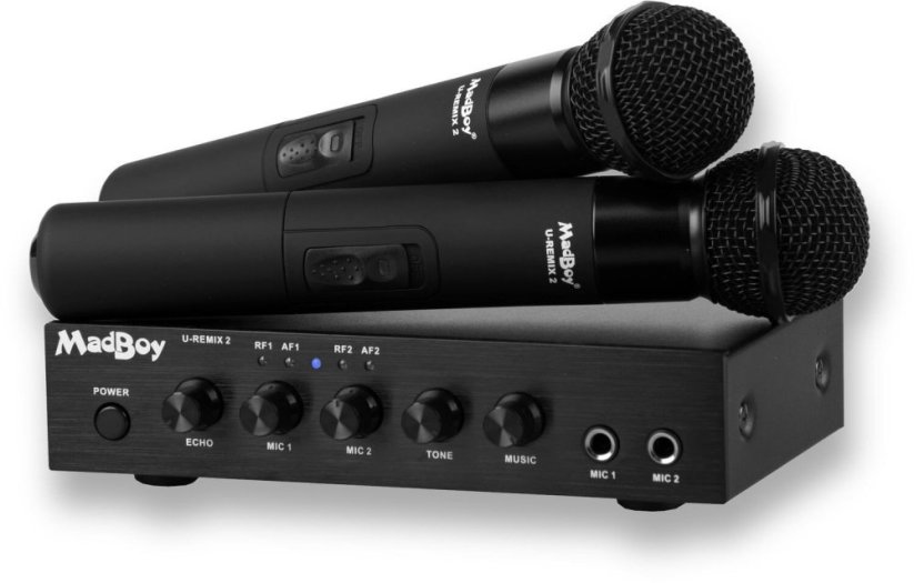 Roger MadBoy U-Remix 2 Bluetooth wireless karaoke microphone pair with mixer