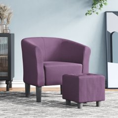 vidaXL Fotel bujany z podNôžkiem, Fialový, obity tkaniną Lumarko!