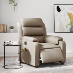 vidaXL Rozkładany fotel masujący, elektryczny, cappuccino, ekoskóra