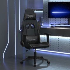 vidaXL Masujący fotel gamingowy, Čierny, sztuczna skóra Lumarko!
