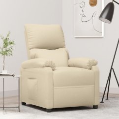 vidaXL vidaXL Fotel rozkładany, krémový, obity tkaniną