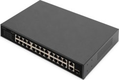 Digitus Digitus Prepínač 24-portowy PoE FE, 2 porty uplink (SFP / RJ45)