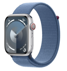 Apple Watch 9 GPS + Cellular 45mm Silver Alu Sport Loop Light blue (MRMJ3KS/A)