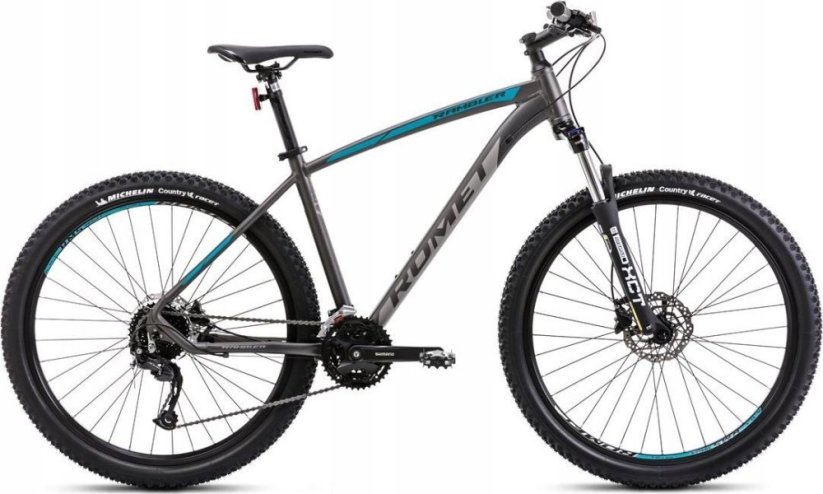 Romet Dviratis Romet Rambler R7.4 2025 graphite-silver-turquoise-18" / M (Dydis: 18" / M)