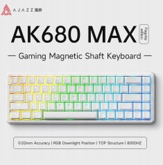 Ajazz Klawiatura gamingowa mechaniczna AK680 MAX Magnetic Switch-ABS White Keycaps-RGB -Aluminum Positioning Prokove-Wired Version