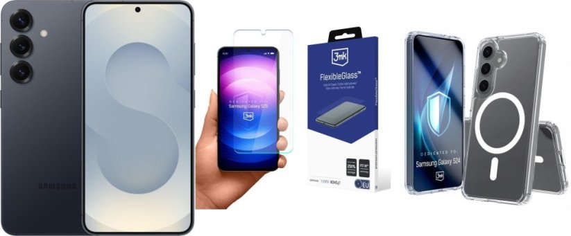 Samsung Galaxy S25 5G 12/128GB Czarny (SM-S931BZKDEUB) + FlexibleGlass + Etui Armor MagCase