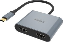 Akasa USB-C - HDMI x2 Sivý  (AK-CBCA26-18BK)