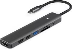 Extra Digital Adapteris USB Type-C - HDMI, 3x USB Type-A, SD, TF, USB Type-C PD100W