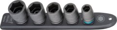 Hazet Hazet SmartRail 1/2 impact, machine screwdriver socket set hexagon, 5 pieces, socket wrench (black, SW 13 - SW 24, short)