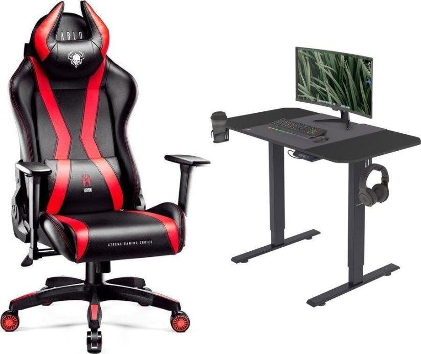 Diablo Chairs X-Horn XL 2.0 King Size + EGON 1100 Czarne 110 cmx60 cm