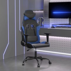 vidaXL Fotel gamingowy, čierno-Modrý, sztuczna skóra