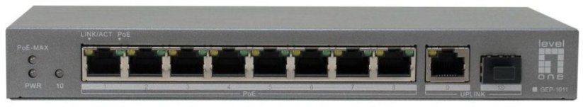 LevelOne PoE+Switch 8xGE PoE/1xGE/1xSFP 120W unmanag.Plastik (GEP-1011)