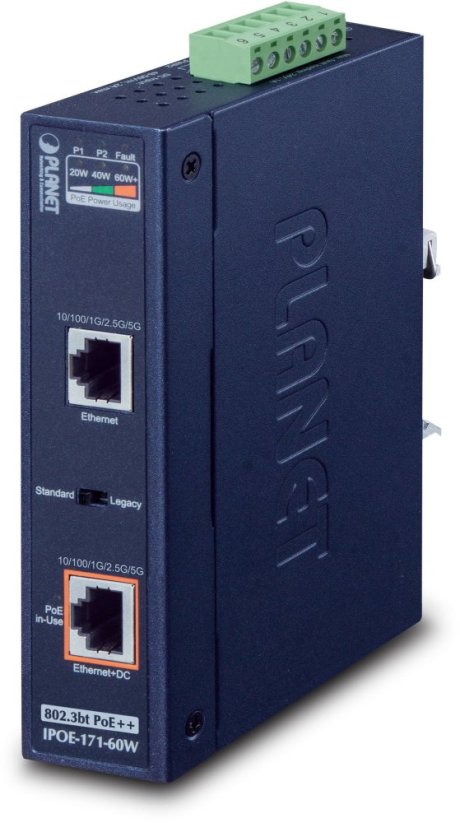 Planet PLANET IPOE-171-60W łącza sieciowe Gigabit Ethernet (10/100/1000) Obsługa PoE Modrý