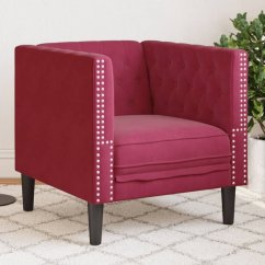 vidaXL Fotel Chesterfield, winna czerwień, tapicerowany aksamitem