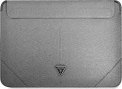 Guess Guess Sleeve GUCS14PSATLG 13/14" strieborný /silver Saffiano Triangle Logo