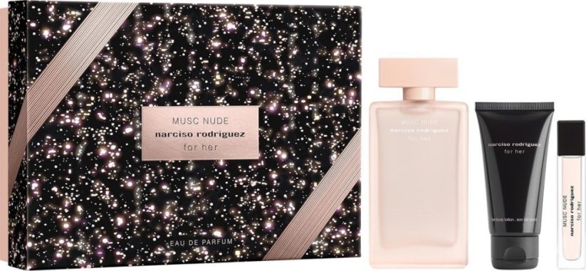 Narciso Rodriguez Set : For Her Musc Nude, Eau De Parfum, For Women, 100 ml + For Her Musc Nude, Hydrating, Body Lotion, 50 ml + For Her Musc Nude, Eau De Parfum, For Women, 10 ml For Women