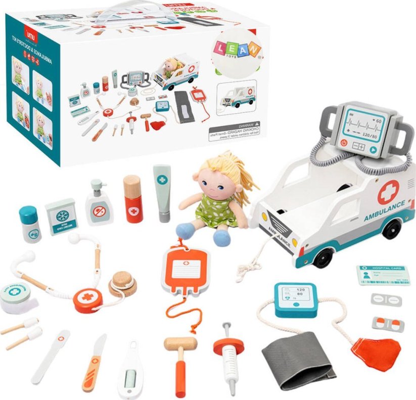 LeanToys Sada Ratunkowy Pre Malého Ratownika Príslušenstvo drevo 22El