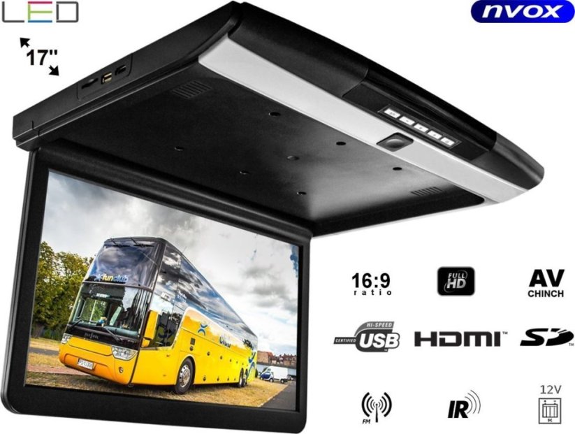 Nvox Monitor podwieszany podsufitowy led 17cali hdmi usb sd ir fm full hd