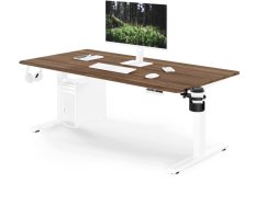 Jan Nowak Elektryczne z regulacją wysokości ergonomiczne biele/orech,1600x800 mm: ARIA (5907367517439)